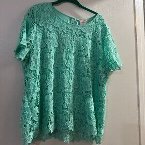 Philosophy XL Green Lace Ladies Top